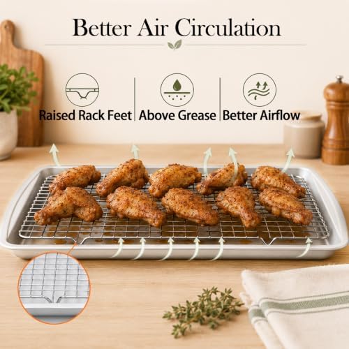 𝟑𝟎% 𝐨𝐟𝐟 Baking Sheet Set of 𝟒: Baking Pans with Cooling Racks