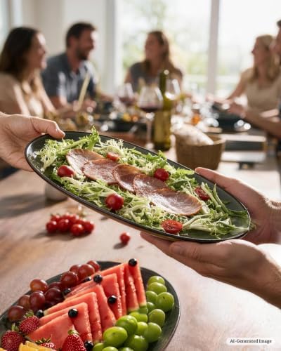 famiware Serving Platters Set of 3 Sizes - Oval, Deep Forest