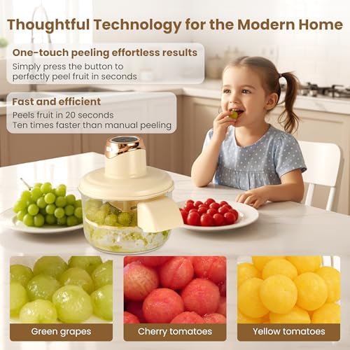 Automatic Electric Peeler Machine for Grapes, Garlic & Cherry Tomatoes - 20s Fast Skin Remover, Rechargeable & Easy to Clean for Home & Commercial Kitchen Use