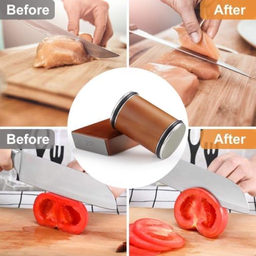 Rolling Knife Sharpener for Ultra Razor Sharp Edges Knife Sharpening Kit, Rolling Knife Sharpener Kit with Diamond and Stainless Steel Disc for Sharpening and Honing, 15°/20°