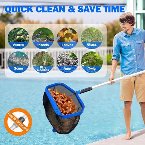 Pool Skimmer Net Leaf Rake for Above Ground Pool, 17.5 Inch(No Pole)