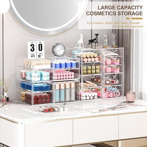 caktraie Acrylic16-Drawer Storage & Makeup Organizer for Desk