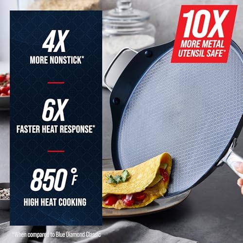 Blue Diamond Hybrid 12" Stainless Steel Nonstick XL Griddle Pan