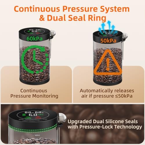 Electric Vacuum Coffee Canister, 2.0L Glass Airtight Food Storage Container