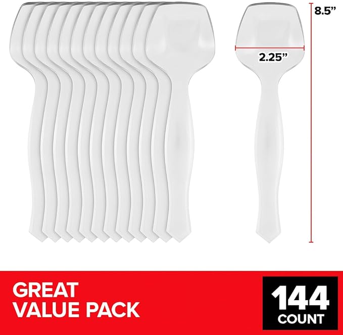 144 Count Disposable Serving Spoons Clear Utensils for Catering Weddings Holiday Parties Buffet and More Stock Your Home