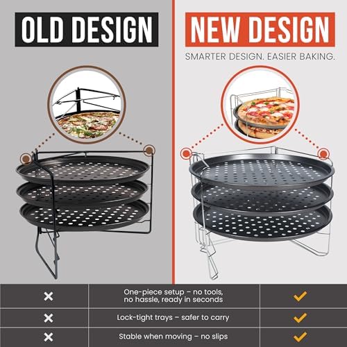 Chef Pomodoro Pizza Rack and Pan Baking Set, 13 Inch Foldable Cooling Stand