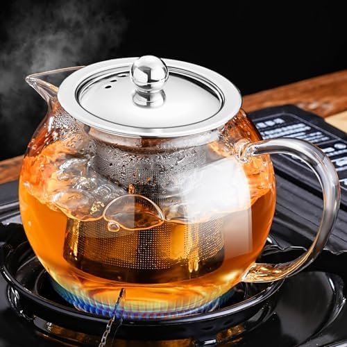 PARACITY Glass Teapot for Stovetop, 50 oz Clear Tea Kettle with Infuser