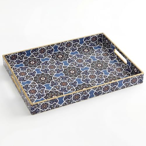 AGIOTA Coffee Table Trays for Living Room Serving Tray with Handles, Modern Large Tray for Ottoman Coffee Table