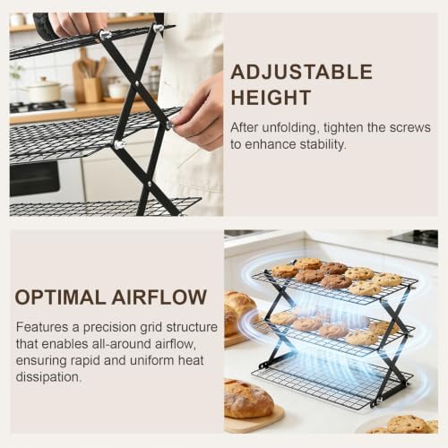 2 Pack Collapsible Cooling Rack, 4 Tier Stainless Steel Baking Rack