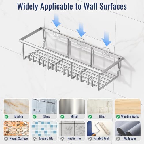 5 Pack Adhesive Bathroom Holders & Dispensers for Kids & Adults, Silver
