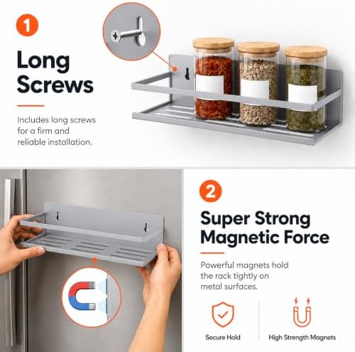 SMRCAD Magnetic Spice Rack 4-Pack – Heavy-Duty, Rust-Resistant