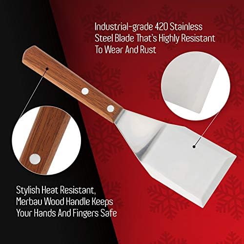 Homi styles Cookie/Brownie Spatula Small Metal Spatula With Merbau Wooden Handle | Heavy Duty Stainless Steel Flipper With Beveled Edges | Small Spatula Portable Cooking Turner Mini 2.5-Inch Blade