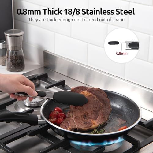 U-Taste Kitchen Tong for Cooking, 480ºF Heat-Resistant Silicone, 7in/Black