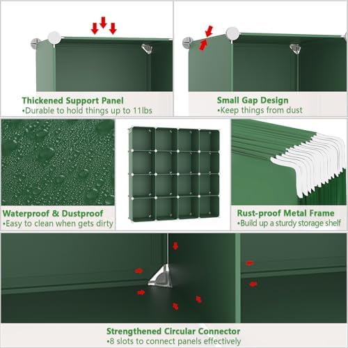 C&AHOME 16 Cube Storage Organizer Cube Shelf Units Storage Cubes, Green