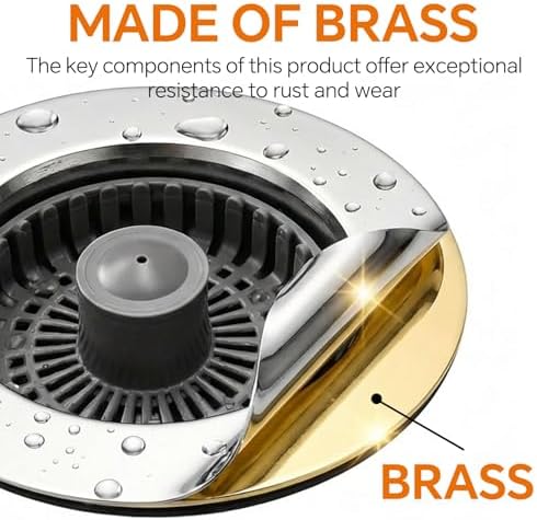 Kitchen Sink Stopper, 3 in 1 Pop Up Kitchen Sink Drain Strainer, with an Extra Basket Strainer, Sink Drain Stopper for US Standard 3-1/2 Inch, Brass Material Electroplate (Silver 2pcs)