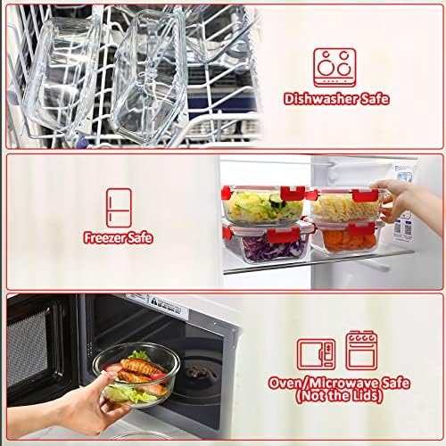 M MCIRCO 30 Piece Extra Large Glass Food Storage Containers with Lids, Red