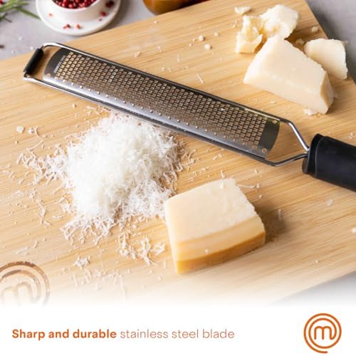 MasterChef Zester Grater with Handle, Stainless Steel, Non Slip Grip, 14.5"