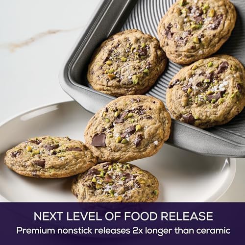 Circulon Bakeware Nonstick Cookie Pan Set (9" x 13" & 10" x 15"), Cookie Sheets for Baking, 2-Piece, Gray (Pack of 4)