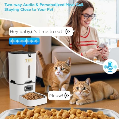 TYM Automatic Cat Feeder with Camera, 5G WiFi Food Dispenser for Small Pets