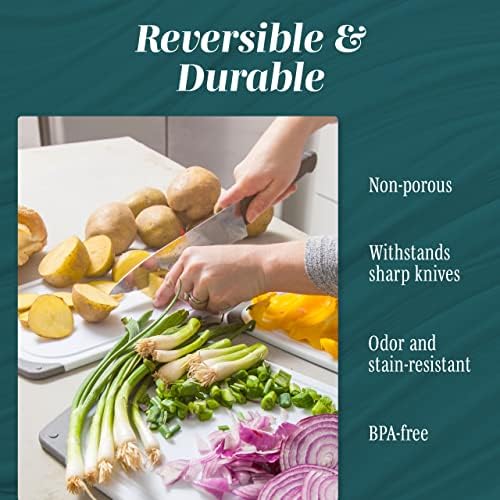 Cutting Boards for Kitchen - BPA-Free Chopping Board - Different Sizes & Non Slip Handles - Reversible, Large Cutting Board Set - Unique Gifts for Cooks Who Have Everything - 6-Pack Gray