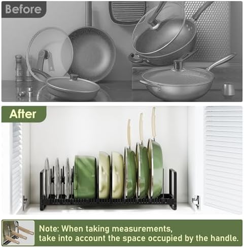 MUDEELA Expandable Pot Pan Lid Organizers inside Cabinet, 12 Divider-Black