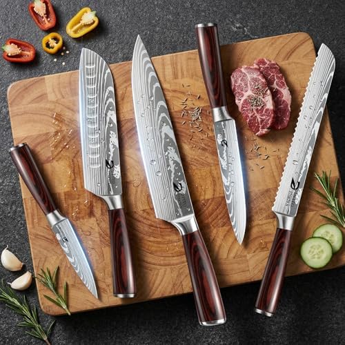 Dfito Kitchen Knife Set 5 Pieces, Professional Chef Knives Set Gift Box