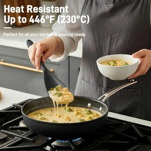 3 PACK Silicone Cooking Spatula & Spoon for Nonstick Cookware, BPA-Free