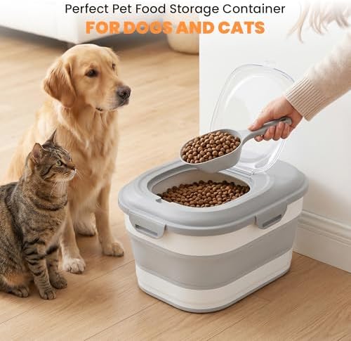 28 Lbs Dog Food Storage Container, Collapsible Cat Food Container