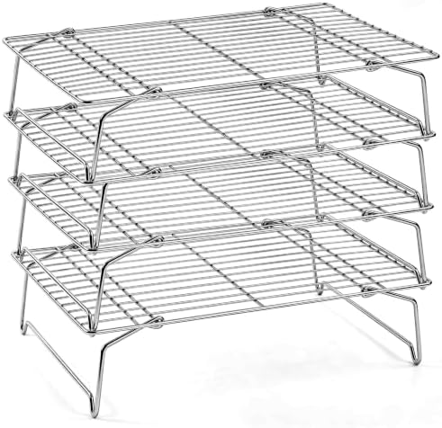 Homikit 10"x15" Stainless Steel Cooling Racks, 4-Tier Large Baking Rack Set