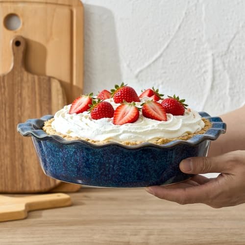 Ceramic Pie Pan for Baking[10.6 inch],Reusable NonStick Ceramic Baking Dish
