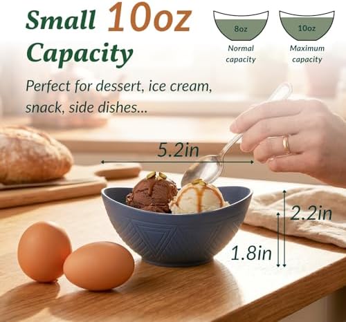 Homienly Wheat Straw Bowls 10 OZ Small Serving Bowls Unbreakable Dessert Bowls for Kitchen, Camping, RV, Party, Unbreakable Mini Oval Bowls for Ice Cream Microwave and Dishwasher Safe (6 PCS Multi)