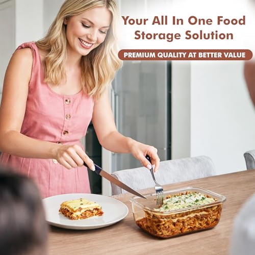 Razab 2 Pcs 1860ml / 63 Oz Large Glass Food Storage Containers with Lids - Glass Meal Prep Containers with Locking Lids for Roasting, Storing Leftover, Lunch Container, BPA Free, Microwave & Oven Safe
