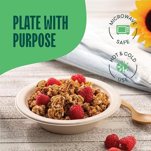 100% Compostable Paper Bowls - 12 oz [125-Pack] Heavy Duty Soup Bowls