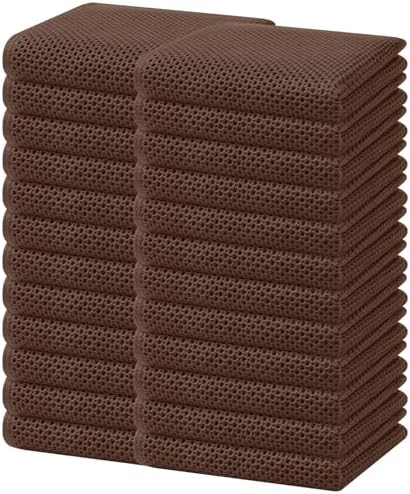 Homaxy 100% Cotton Waffle Weave Kitchen Dish Towels 24-Pack, Coffee