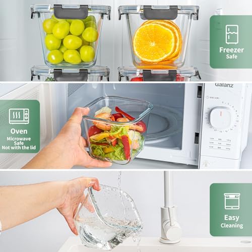 Glass Soup Containers with Lids, 32oz/4 Cup, 4Pack