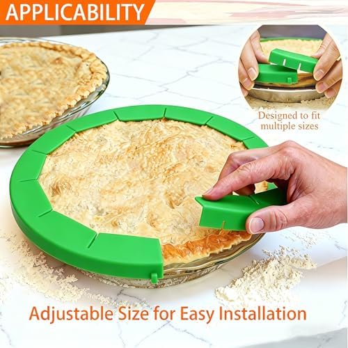 Easily Adjustable Silicone Pie Crust Protector, Fits8-11.5" Pie Crust