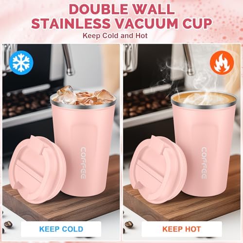 CS COSDDI 12 oz Coffee mug - Stainless Steel Coffee Cup with Leakproof Lid