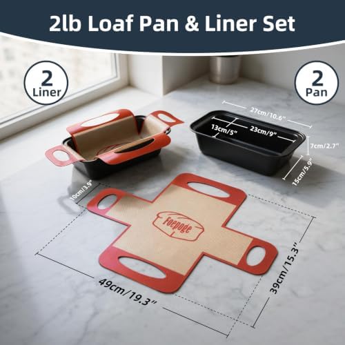 Loaf Pan with Liners Set: Nonstick 9 x 5 Inch Bread Pan for Homemade Baking
