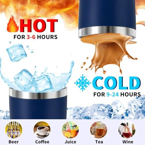HAOLI 1 Pack 20oz Stainless Steel Tumbler with Lid/Dark-Blue