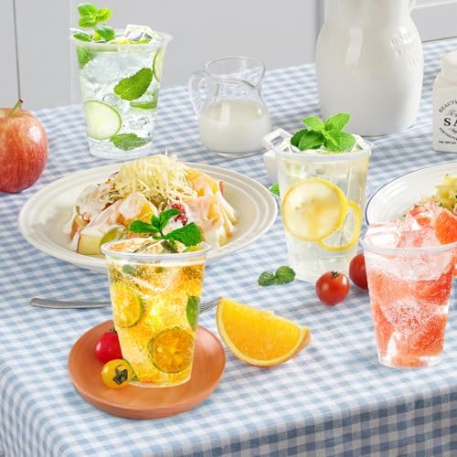 Lamosi 100 Pack 12 oz Clear Plastic Cups, Disposable Cups
