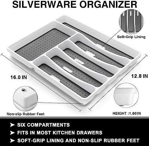 49-Piece Silverware Set with Organizer, Food-Grade Stainless Steel Flatware for 8, Cutlery Utensil Sets with Steak Knives, Rust-proof, Mirror Polished, Dishwasher Safe, Silver Tree Pattern