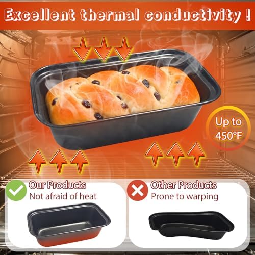 Zddaoole 4 Pack Mini Loaf Pans Set,6 x 3.4 x 2 In Tiny Meatloaf Pans,Small Banana Bread Tins,Stainless Steel Baking Pans for Homemade Cake,Brownies