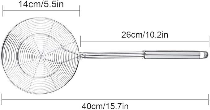Spider Strainer Skimmer, Swify Stainless Steel Asian Strainer Ladle Frying Spoon with Handle for Kitchen Deep Fryer, Pasta, Spaghetti, Noodle, 5.5 Inch