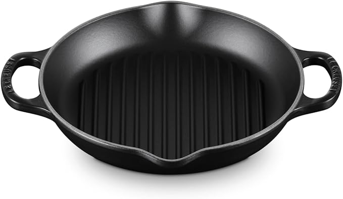 Le Creuset Enameled Cast Iron Signature Deep Round Grill, 9.75", Licorice