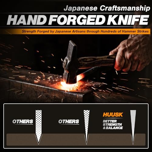Huusk Japanese Meat Cleaver Knife 6.5", Butcher Knife for Meat Cutting