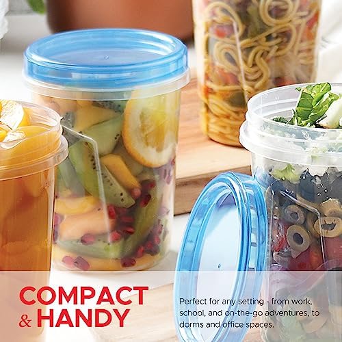 Tafura Freezer Containers, 12 Pack, 32 Oz, Leakproof BPA-Free Lids
