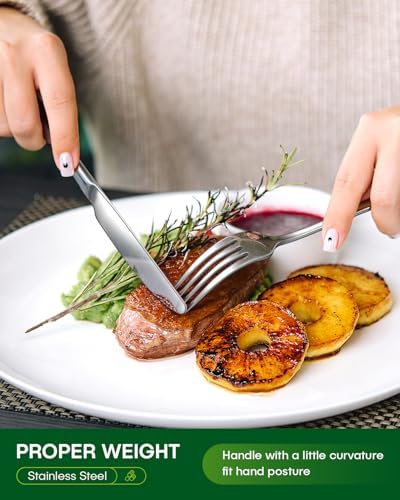 PHILIPALA 40 Piece Silverware Set, Stainless Steel Flatware Set for 8 Food Grade Novelty Flatware Cutlery Utensil Set Include Knife Fork Spoon Mirror Polished Dishwasher Safe