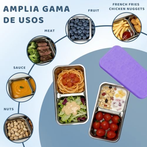 15 oz Snack Containers for Kids, Stainless Steel Lunch Box 3 Pack