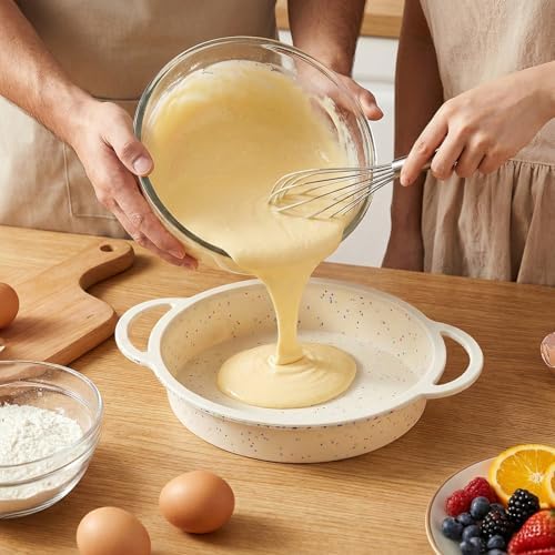 2 Pack 9 Inch Silicone Round Cake Pans, Reinforced Metal Frame