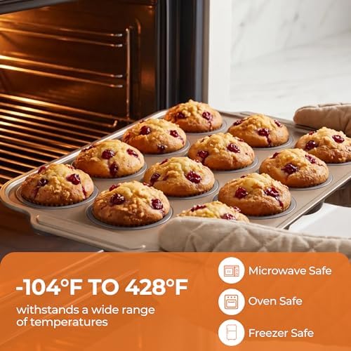 12-Cup Collapsible Silicone Muffin Pan with Metal Frame & Spatula - Space Saving Foldable Cupcake Tray - Easy Release Baking Mold for Egg Bites, Muffins & Tart - Dishwasher Safe Grey